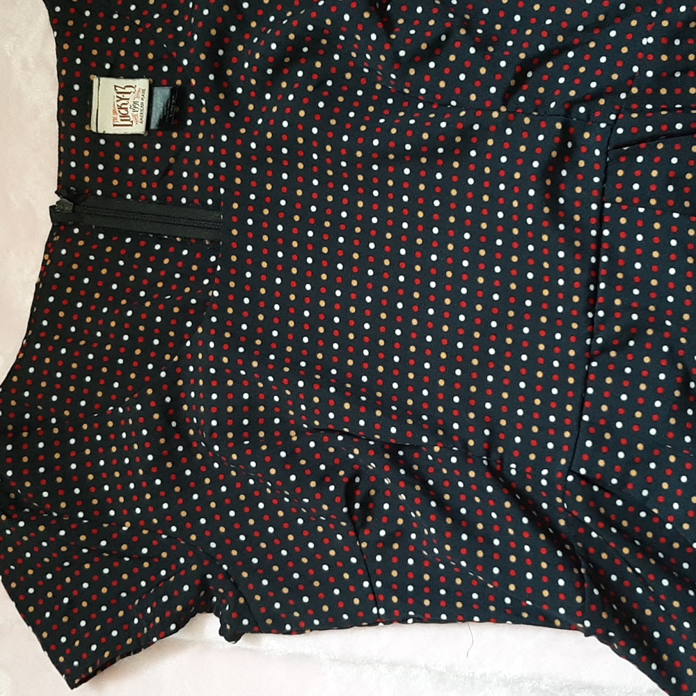Lucky 13 sourpuss Donna rockabilly polkadot dress L